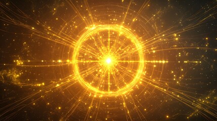 Golden Abstract Energy Burst Circle Background