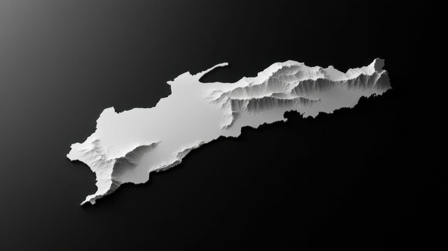 3D model of Japan in white.