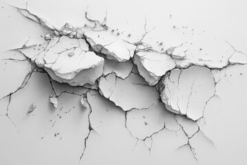 Obraz premium Cracked and fragmented concrete surface showing weathering and wear over time