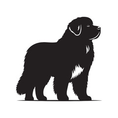 Well-defined Newfoundland silhouette with a bold and modern look - Newfoundland illustration - minimal Newfoundland vector - dog silhouette
