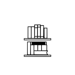Minimalist bookshelf with black outline of books, stylized on a white background.