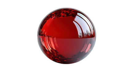 red crystal ball glass sphere 3d icon isolated on white background