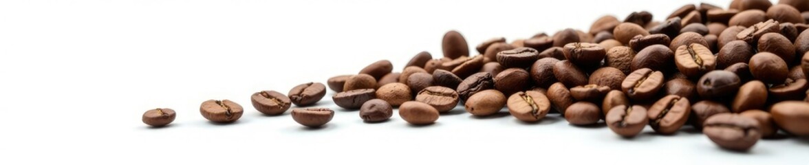 Naklejka premium Twisted curve of roasted coffee beans on white background, coffee beans, beans