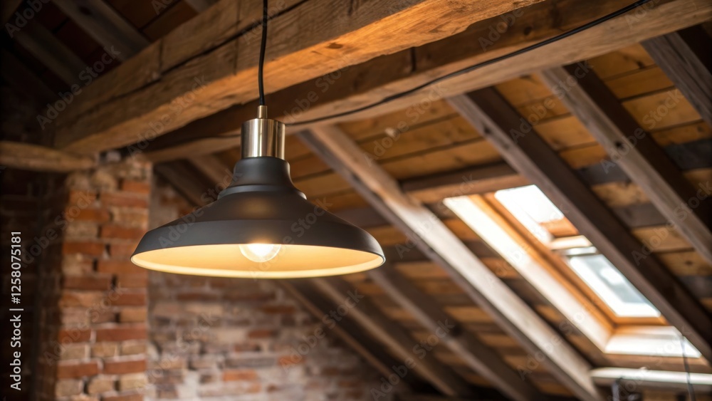 Poster a closeup of a modern pendant light fixture hanging from the ceiling its warm glow illuminating a ne