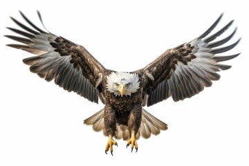 Obraz premium photograph of Eagle flying over a white background