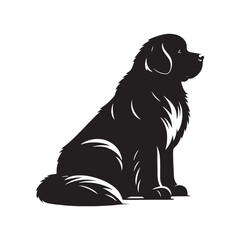 Newfoundland silhouette with smooth lines and minimal details - Newfoundland illustration - minimal Newfoundland vector - dog silhouette
