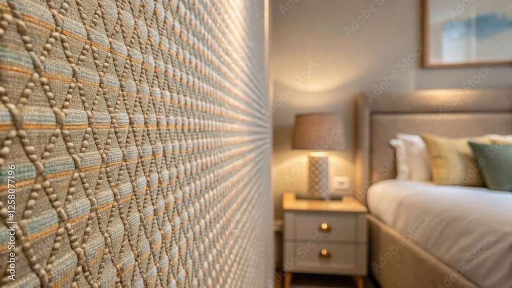 Poster a closeup of a textured fabric wall boasting a woven design reflecting light in various shades and a