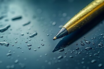 Macro shot of water droplets on glass surface, reflecting colors.