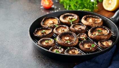 Fresh healthy grilled portobello mushrooms