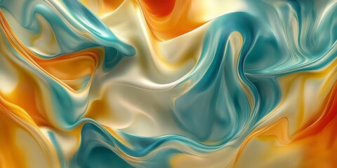 Obraz premium Abstract swirling contours,vibrant red and turquoise mixed with golden yellow,modern art,shallow