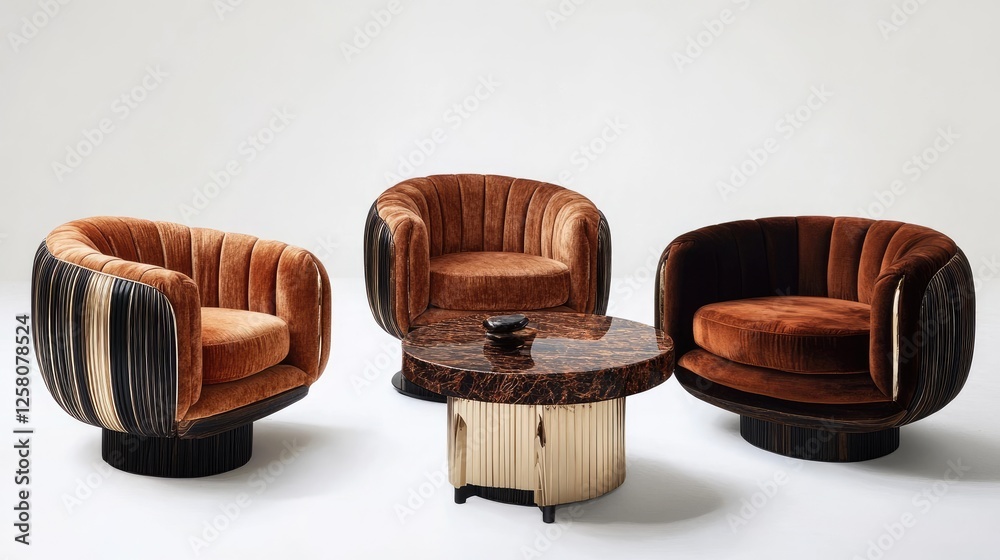 Aufkleber a curated collection of three home furniture sets, each designed with unique styles and finishes, id
