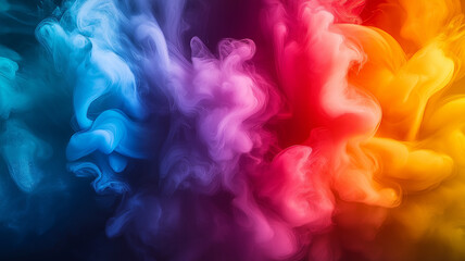 Fototapeta premium Vibrant abstract swirl of colorful smoke in blue, purple, red, and orange hues, creating mesmerizing visual effect