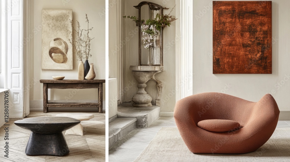 Poster A curated collection of three home furniture sets, each designed with unique styles and finishes, ideal for adding character and comfort to any interior space.