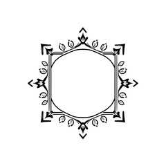 Ornamental Square Frame with Floral Details and Arrow-shaped accents in black, white, and negative space.