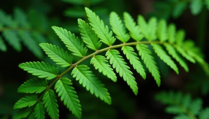Delicate fern fronds with veins resembling scolopendra worms, forest floor, ferns