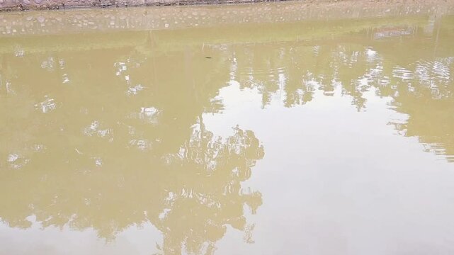 Flood control pool. rainwater storage pond.