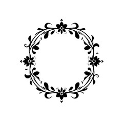 Ornate Floral Wreath: Black and White Floral Design for Decorative Purposes