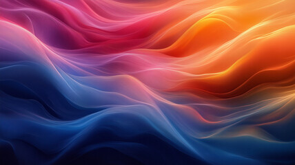 Obraz premium Colorful abstract waves create vibrant and dynamic visual experience, blending hues of red, orange, blue, and purple in fluid motion. This artwork evokes sense of energy and movement