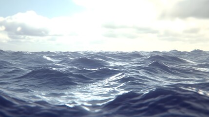 Waves and Textures of Aqua and Dark Blue in Photorealistic Style