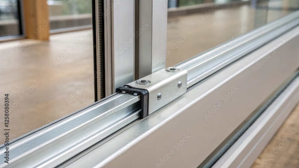 Poster A closeup of the sliding mechanism in action displaying the effortless glide of the frosted glass door along its track with minimal effort.