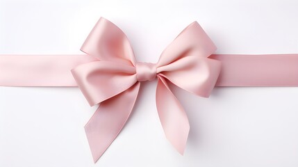 Elegant Pink Satin Ribbon Bow on White Background Perfect for Gift Wrapping Packaging and Festive