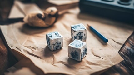 Hand-Drawn Doodles on Kraft Paper Background with Creative Elements