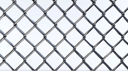 Fototapeta premium close up view of metallic chain link fence with shiny finish, showcasing its intricate pattern and structure. image conveys sense of security and enclosure