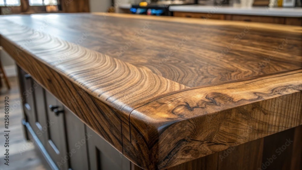 Poster A closeup showcasing the intricate patterns of a live edge wood countertop with grains flowing seamlessly along the surface accentuating the craftsmanship and uniqueness.