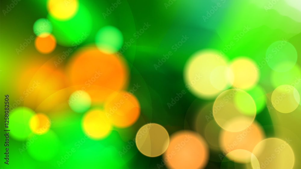 Poster bright bokeh lights. festive abstract blurred background. graphic template for saint patrick's day h