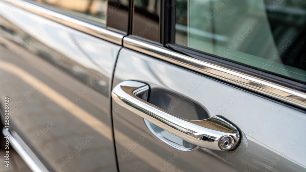 Poster A detail shot of a stylish handle embedded within the mirrored surface emphasizing a seamless design that complements contemporary decor.