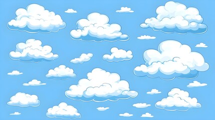 Fluffy White Clouds in a Serene Baby Blue Sky