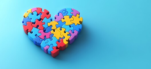 World Autism Awareness Day, United Nations measures to raise awareness about autistic individuals throughout the world, Colorful Puzzle in Forming Heart Shaped.