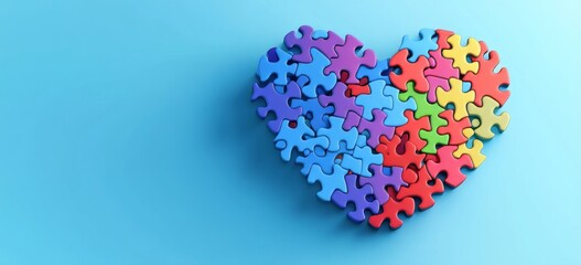 World Autism Awareness Day, United Nations measures to raise awareness about autistic individuals throughout the world, Colorful Puzzle in Forming Heart Shaped.