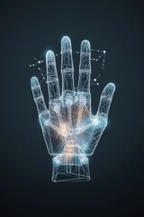 Naklejka premium Abstract Digital Hand with Connected Points and Lines