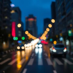 Bokeh blur night city lights background raining city night rain cars lights bokeh drops blure from car light on the traffic road motion blur night light Bokeh light lights background bokeh abst