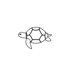 Minimalist Illustration of a Sea Turtle, Simplified Outline on a White Background