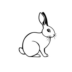 An elegant black and white outline of a sitting rabbit, showing the beauty and the essence of nature