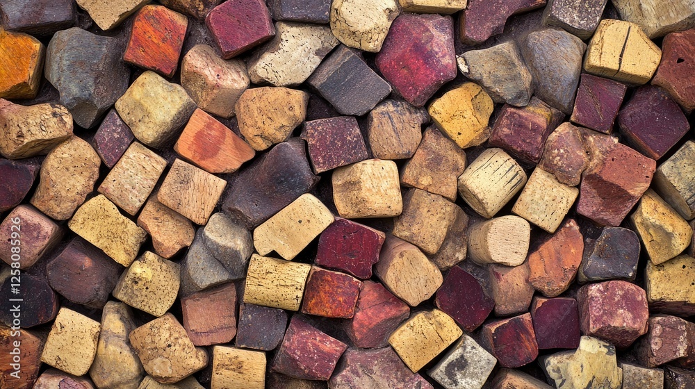 Poster a pile of authentic wine corks arranged in a natural display, their textures and colors reflecting t