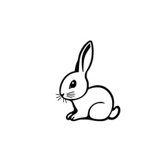 Simple line drawing of a rabbit, black outline on white background.
