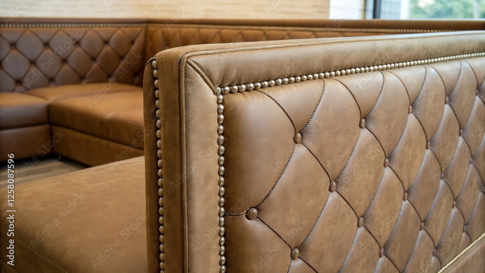 Poster a medium closeup of a corner where two upholstered panels meet emphasizing the smooth transition and