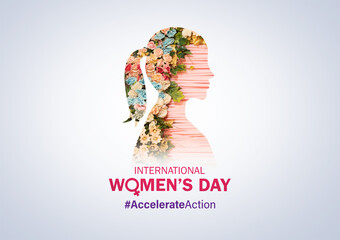Accelerate action - International women's day concept poster. 2025 women's day campaign theme -...