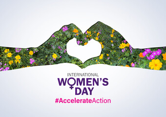 Accelerate action - International women's day concept poster. 2025 women's day campaign theme -...