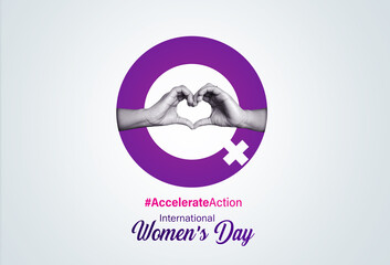Accelerate action - International women's day concept poster. 2025 women's day campaign theme -...