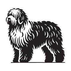 Old English Sheepdog silhouette featuring detailed artistic strokes - Old English Sheepdog illustration - minimal Old English Sheepdog vector