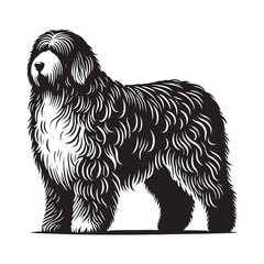 Modern Old English Sheepdog silhouette highlighting a soft stance - Old English Sheepdog illustration - minimal Old English Sheepdog vector