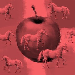 Horses and Apple surrealism 