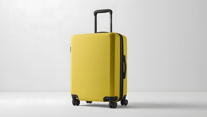 Isolated yellow suitcase on a gray background