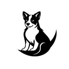 Simple, Clean, and Iconic Black and White Dog Illustration