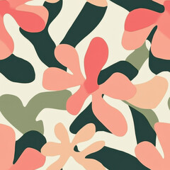 Naklejka premium very oversized Minimalistic Floral Pastel papier decouper seamless pattern, 