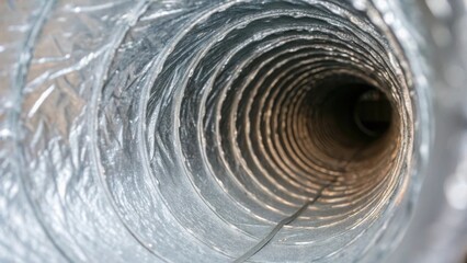 A medium closeup of a wellmaintained duct showcasing shiny insulation and clean airflow pathways emphasizing efficient air circulation.